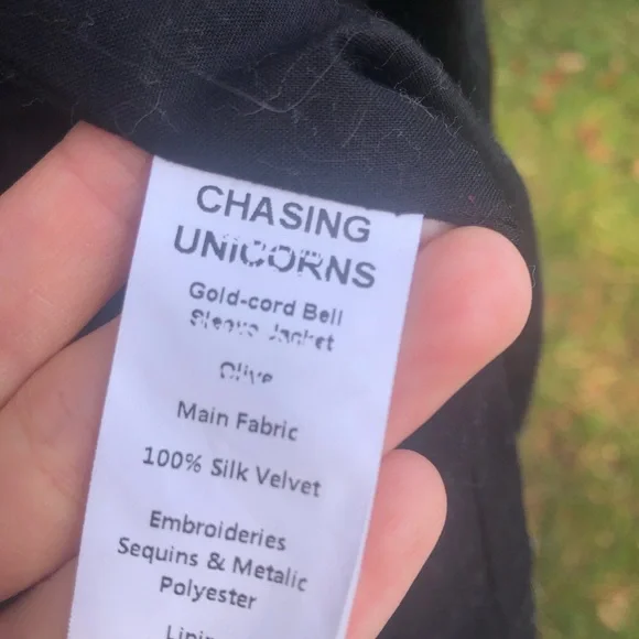 Green Velvet Jacket with White Embroidery - Picture 7 of 11